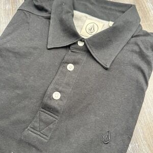 Volcom Men's Small Short Sleeve‎ Polo Black Cotton Blend